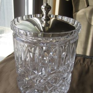 Cut glass jar with metal lid